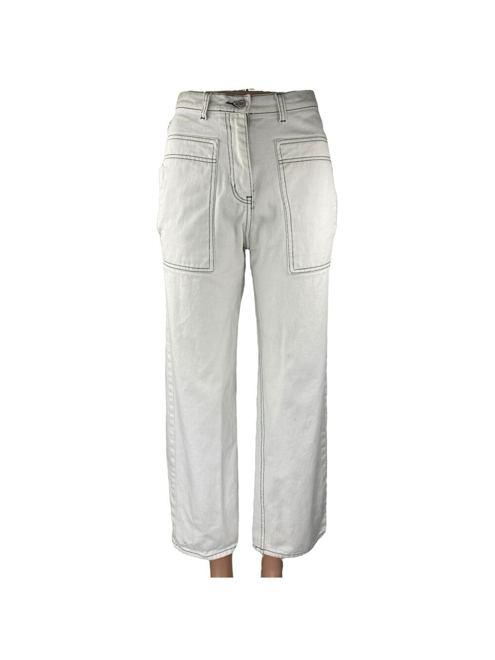 Oh My T Shirt Women's White High Waisted Wide Leg Baggy Denim Jeans Pants Sz 25